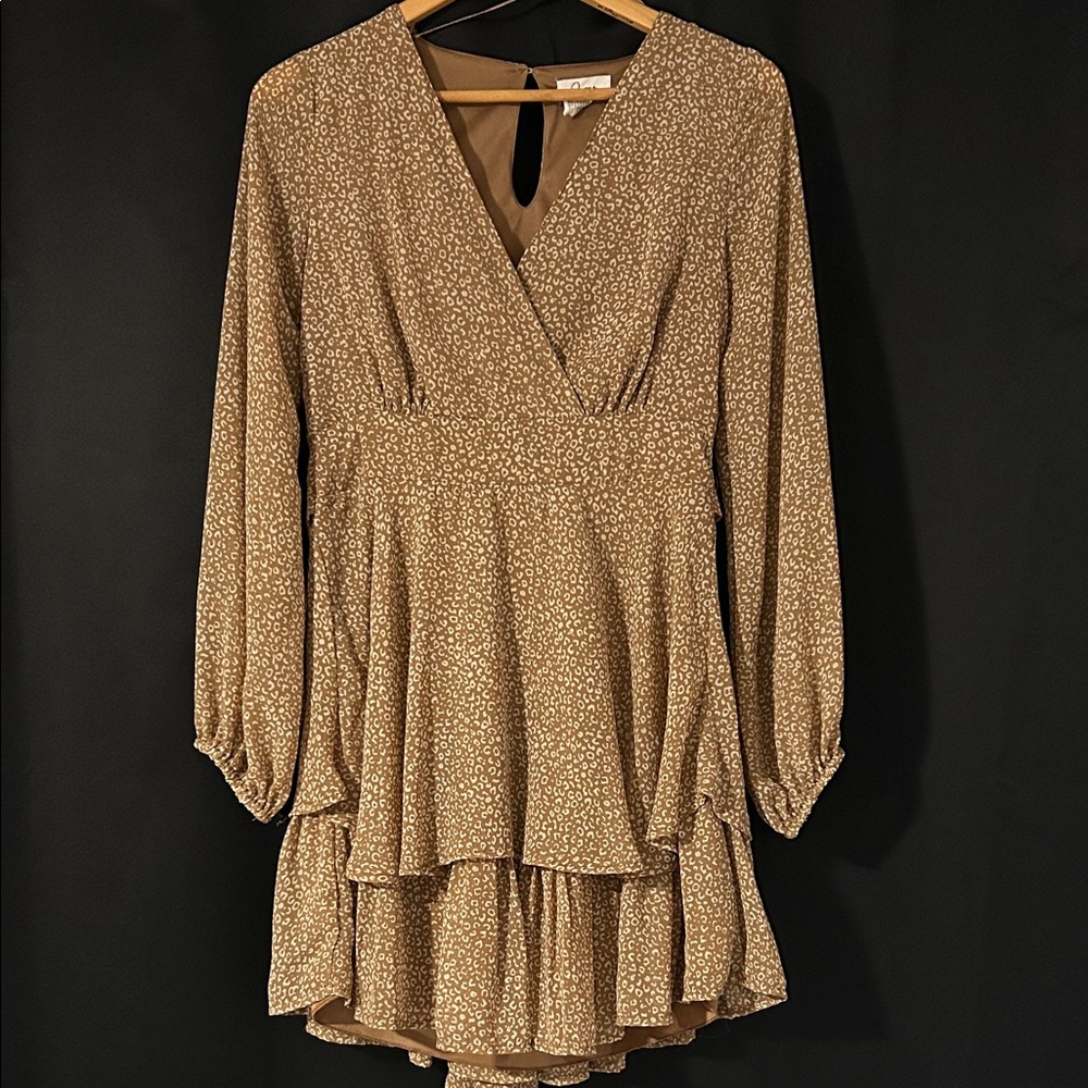 Elegant Brown Cheetah Print Dress